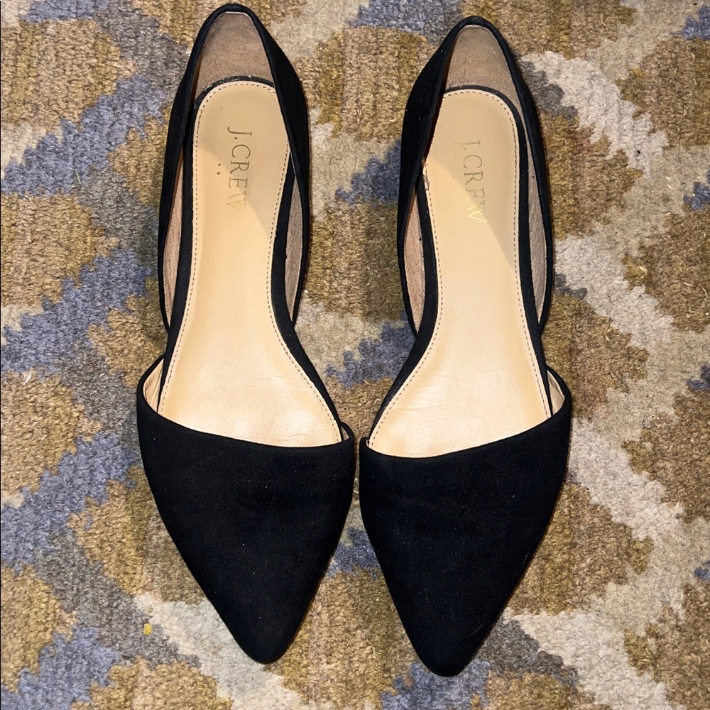 J. Crew Black Pointed D'Orsay Flats - Picture 2 of 8